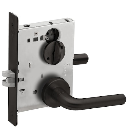 Schlage Grade 1 Bed Bathroom Privacy Mortise Lock, 02 Lever, A Rose, Flat Black Coated , Field Reversible L9040 02A 622